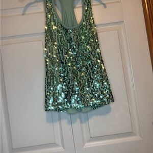 Color of Love Sequin Green Tank Top - L